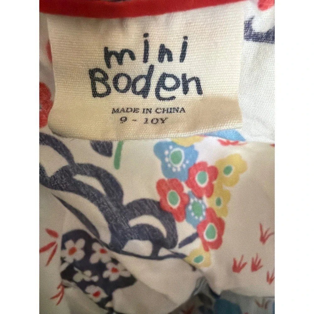 Mini Boden Girls Floral Cotton‎ Romper White Multicolor Flutter Sleeve 9-10Y